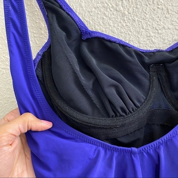 PROFILE by Gottex One Piece Swimsuit with Front Ruffles in Purple sz 6D - Picture 7 of 9